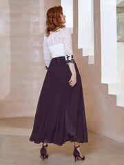 Robe en Mousseline avec Longueur de Mollet à Col Appliqué Plum Grande Taille