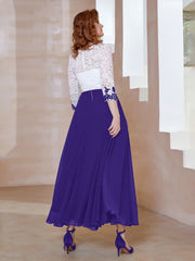 Robe en Mousseline avec Longueur de Mollet à Col Appliqué Régence Grande Taille