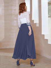 Robe en Mousseline avec Longueur de Mollet à Col Appliqué Orageux Grande Taille
