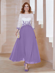 Robe en Mousseline avec Longueur de Mollet à Col Appliqué Tahiti