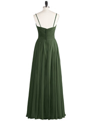 Spaghetti Bretelle Mousseline Robe avec Col en V Olive Verte Grande Taille
