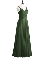 Spaghetti Bretelle Mousseline Robe avec Col en V Olive Verte Grande Taille