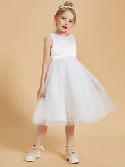 Robes de Fille Modernes en Satin et Tulle Longueur aux Genoux