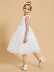 Robes de Fille Modernes en Satin et Tulle Longueur aux Genoux