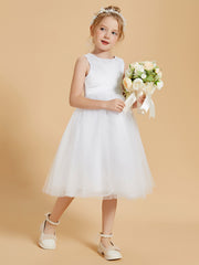 Robes de Fille Modernes en Satin et Tulle Longueur aux Genoux