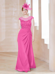 Robe en Mousseline Dentelle à Col Illusion Scoop Azalée