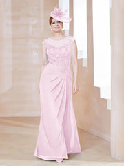 Robe en Mousseline Dentelle à Col Illusion Scoop Rose Pâle
