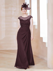 Robe en Mousseline Dentelle à Col Illusion Scoop Cabernet Grande Taille