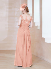 Robe en Mousseline Dentelle à Col Illusion Scoop Corail Grande Taille
