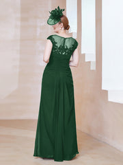 Robe en Mousseline Dentelle à Col Illusion Scoop Vert Foncé