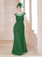 Robe en Mousseline Dentelle à Col Illusion Scoop Emeraude Grande Taille