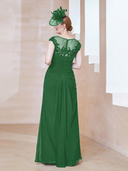 Robe en Mousseline Dentelle à Col Illusion Scoop Emeraude Grande Taille