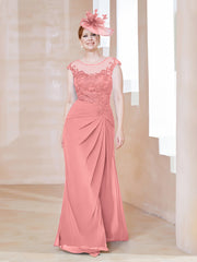 Robe en Mousseline Dentelle à Col Illusion Scoop Flamant Grande Taille