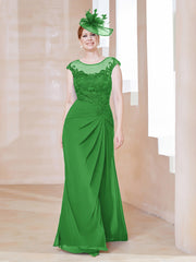 Robe en Mousseline Dentelle à Col Illusion Scoop Vert Grande Taille