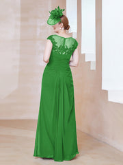 Robe en Mousseline Dentelle à Col Illusion Scoop Vert Grande Taille