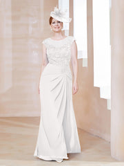 Robe en Mousseline Dentelle à Col Illusion Scoop Ivoire Grande Taille