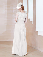 Robe en Mousseline Dentelle à Col Illusion Scoop Ivoire