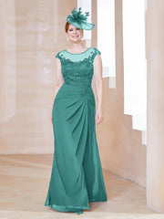 Robe en Mousseline Dentelle à Col Illusion Scoop Jade Grande Taille