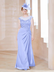 Robe en Mousseline Dentelle à Col Illusion Scoop Lavande