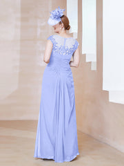 Robe en Mousseline Dentelle à Col Illusion Scoop Lavande