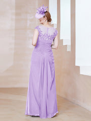 Robe en Mousseline Dentelle à Col Illusion Scoop Lilas Grande Taille