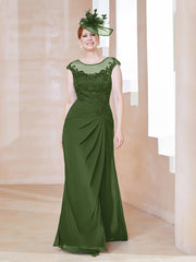 Robe en Mousseline Dentelle à Col Illusion Scoop Mousse