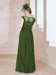 Robe en Mousseline Dentelle à Col Illusion Scoop Mousse Grande Taille