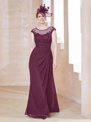Robe en Mousseline Dentelle à Col Illusion Scoop Mûre