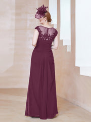 Robe en Mousseline Dentelle à Col Illusion Scoop Mûre Grande Taille