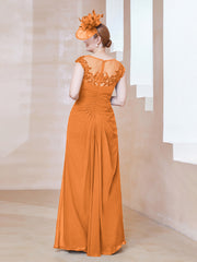 Robe en Mousseline Dentelle à Col Illusion Scoop Orange