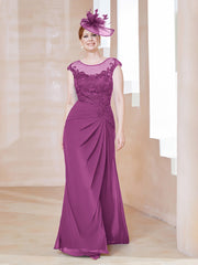 Robe en Mousseline Dentelle à Col Illusion Scoop Orchidee Grande Taille
