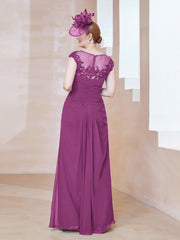 Robe en Mousseline Dentelle à Col Illusion Scoop Orchidee Grande Taille
