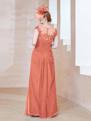 Robe en Mousseline Dentelle à Col Illusion Scoop Papaye