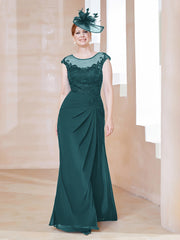 Robe en Mousseline Dentelle à Col Illusion Scoop Paon