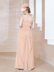 Robe en Mousseline Dentelle à Col Illusion Scoop Rose Perle Grande Taille