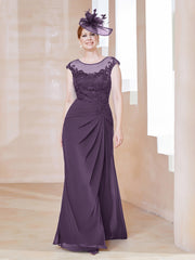 Robe en Mousseline Dentelle à Col Illusion Scoop Plum Grande Taille