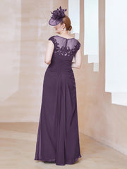 Robe en Mousseline Dentelle à Col Illusion Scoop Plum