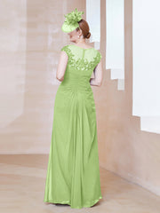 Robe en Mousseline Dentelle à Col Illusion Scoop Sauge