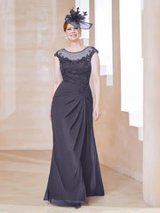 Robe en Mousseline Dentelle à Col Illusion Scoop Orageux Grande Taille
