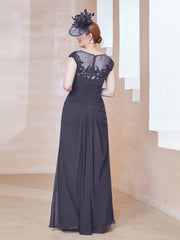 Robe en Mousseline Dentelle à Col Illusion Scoop Orageux Grande Taille