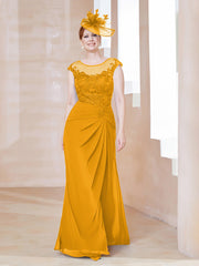 Robe en Mousseline Dentelle à Col Illusion Scoop Mandarine Grande Taille