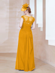 Robe en Mousseline Dentelle à Col Illusion Scoop Mandarine Grande Taille
