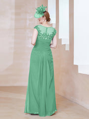 Robe en Mousseline Dentelle à Col Illusion Scoop Turquoise Grande Taille