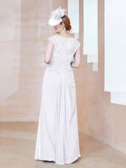 Robe en Mousseline Dentelle à Col Illusion Scoop Blanc Grande Taille