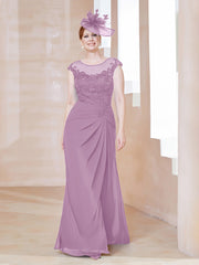 Robe en Mousseline Dentelle à Col Illusion Scoop Glycine Grande Taille