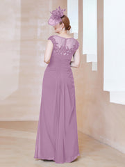 Robe en Mousseline Dentelle à Col Illusion Scoop Glycine