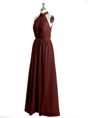 Col Haut Mousseline Robes Avec Fente Et Ceinture Nœud terracotta Grande Taille