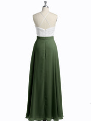 Mousseline Robes Longues Avec Dentelle Ivoire Corsage Olive Verte Grande Taille