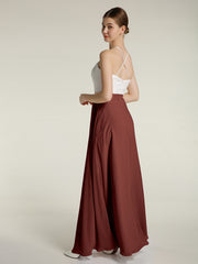 Mousseline Robes Longues Avec Dentelle Ivoire Corsage terracotta Grande Taille