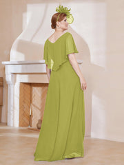 Robe Plissée en Mousseline à Col en V avec Manches Flottantes Trèfle